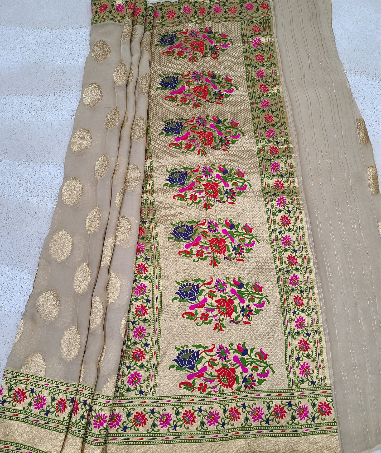 Georgette Benarasi Beige & Gold